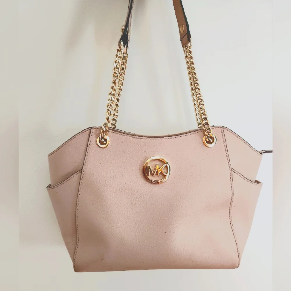 MICHAEL KORS Jet Set Travel Leather Ballet Blush LG Chain Shoulder Tote Bag